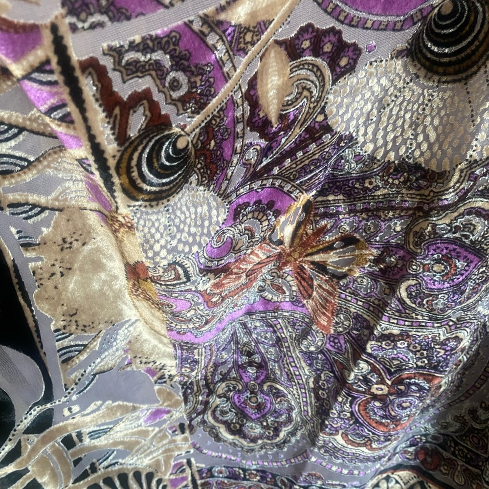 Chicos Burn-out‎ Velvet Kimono O/S Abstract Floral Colorful Boho Art To Wear - Picture 4 of 12